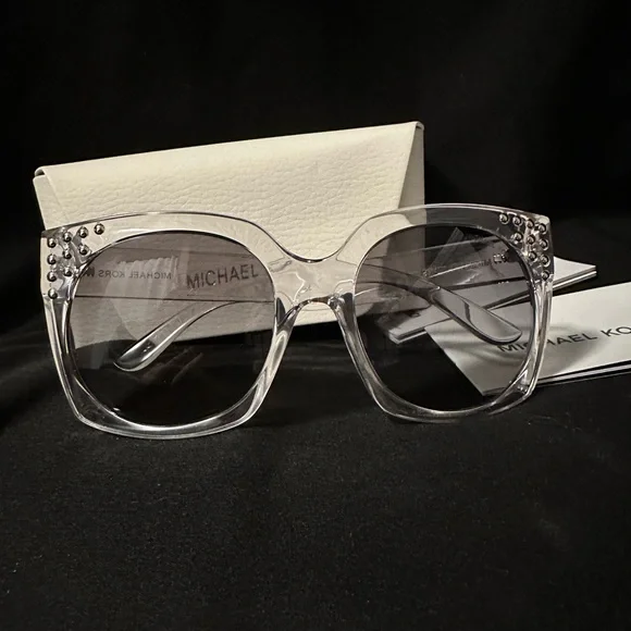 Michael Kors Women's Sunglasses with Crystal Accents - Clear and Silver - Picture 3 of 11
